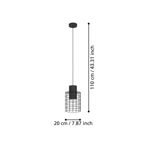 Eglo - Lustr na lanku 1xE27/40W/230V pr. 20 cm černá