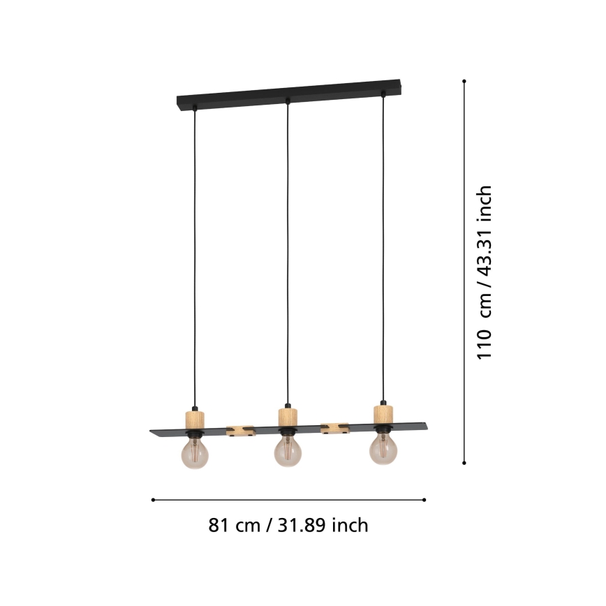 Eglo - Lustr na lanku 3xE27/40W/230V