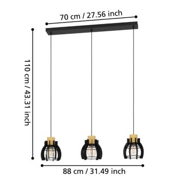 Eglo - Lustr na lanku 3xE27/40W/230V