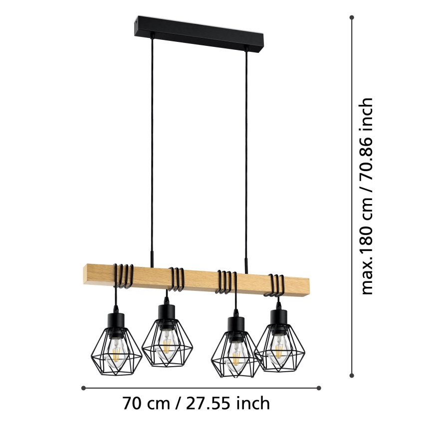 Eglo - Lustr na lanku 4xE27/60W/230V - FSC certifikováno