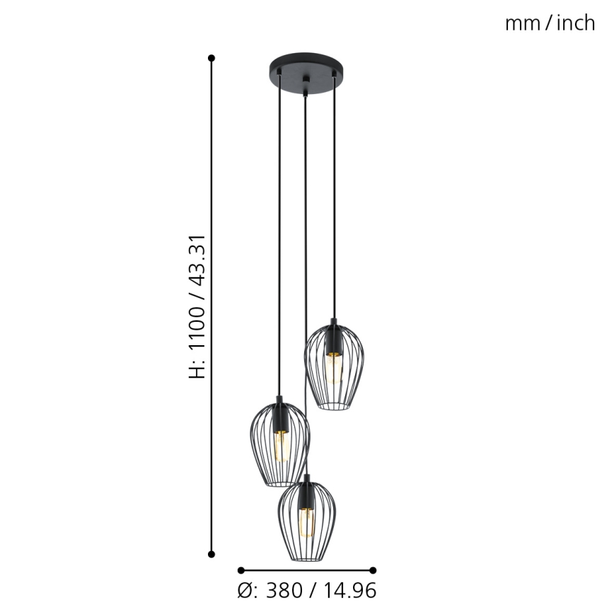 Eglo 49479 - Lustr NEWTOWN 3xE27/60W/230V