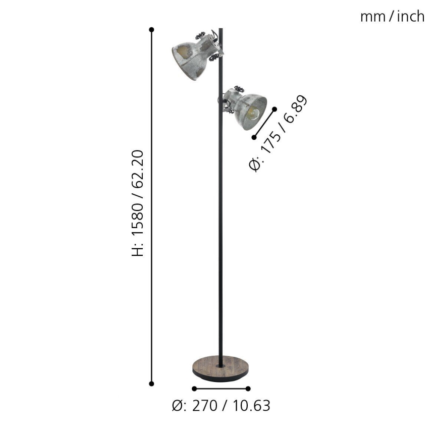 Eglo 49722 - Stojací lampa BARNSTAPLE 2xE27/40W/230V