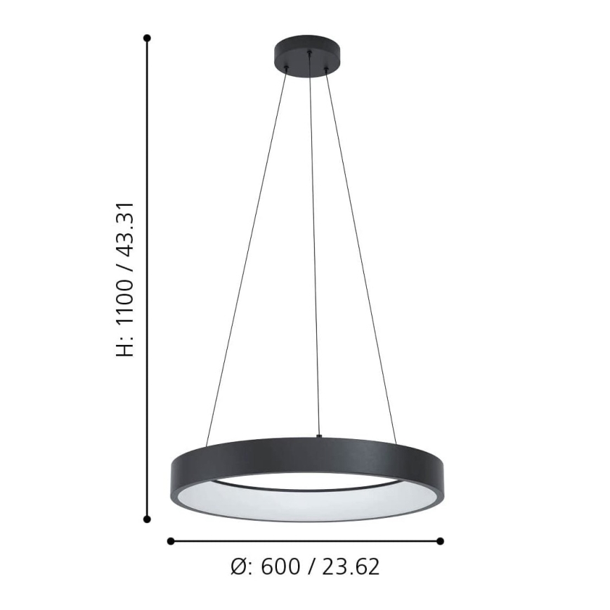 Eglo - LED RGBW Stmívatelný lustr na lanku LED/26W/230V 2700-6500K ZigBee