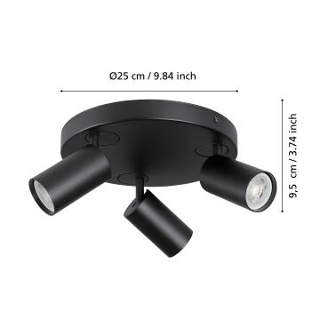 Eglo - LED RGBW Stmívatelné bodové svítidlo 3xGU10/4,9W/230V černá