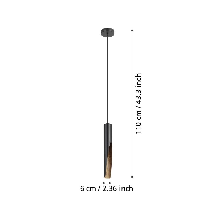 Eglo - LED Lustr na lanku 1xGU10/4,5W/230V černá/hnědá