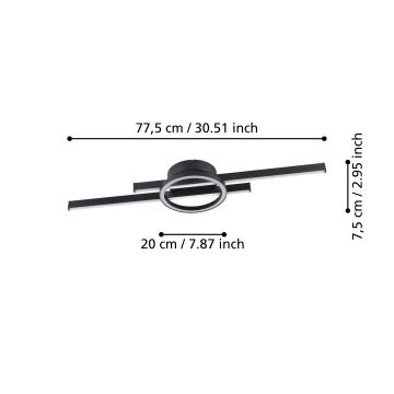 Eglo - LED RGBW Stmívatelné stropní svítidlo LED/23,5W/230V 2700-6500K černá + dálkové ovládání