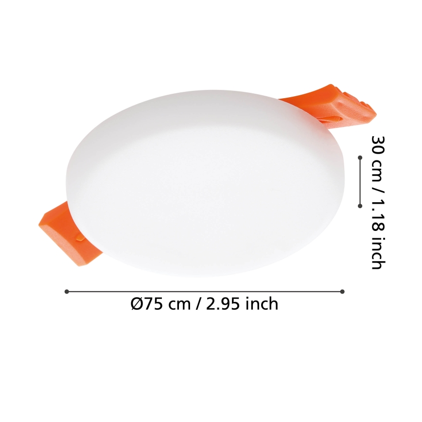 Eglo - LED Koupelnové podhledové svítidlo LED/4,5W/230V pr. 7,5 cm IP65