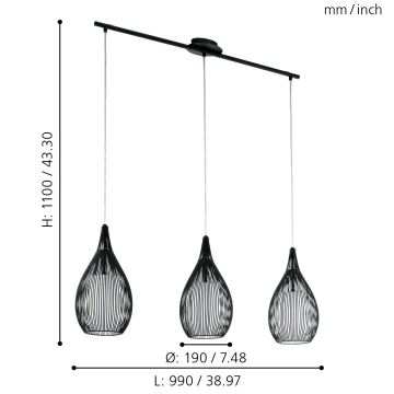 Eglo 94389 - Lustr RAZONI 3xE27/60W/230V