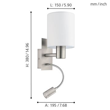 Eglo - LED Nástěnné svítidlo 1xE27/40W+LED/3,8W bílá