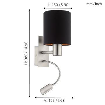 Eglo - LED Nástěnné svítidlo 1xE27/40W+LED/3,8W černá