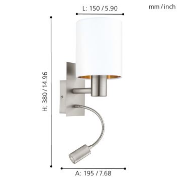 Eglo - LED Nástěnné svítidlo 1xE27/40W+LED/3,8W bílá