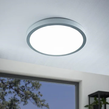 Eglo 97267 - LED Stropní svítidlo FUEVA 1 1xLED/25W/230V stříbrná kulatý 4000K