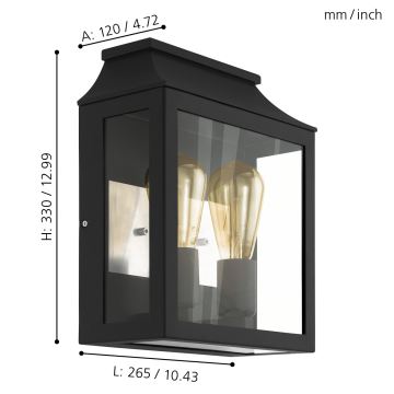 Eglo 97294 - Venkovní nástěnné svítidlo SONCINO 2xE27/60W/230V IP44