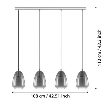 Eglo 98616 - Lustr na lanku ALOBRASE 4xE27/40W/230V