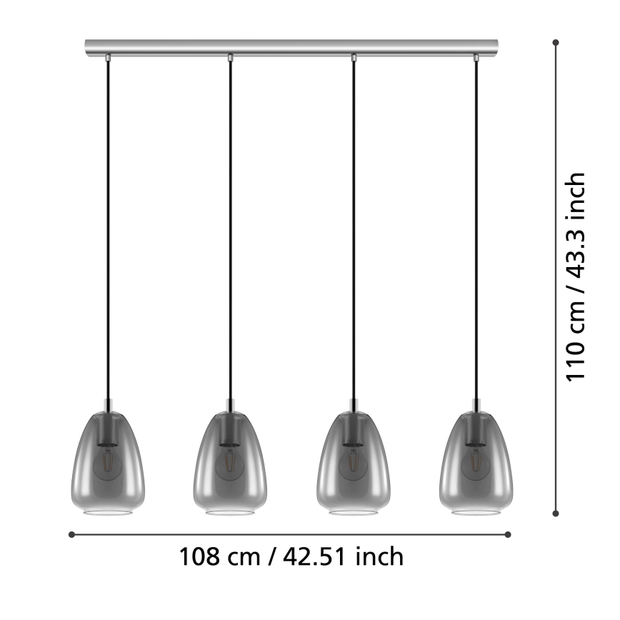 Eglo 98616 - Lustr na lanku ALOBRASE 4xE27/40W/230V