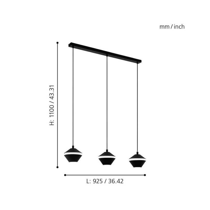 Eglo 98682 - LED Lustr na lanku PERPIGO 3xGU10/5W/230V