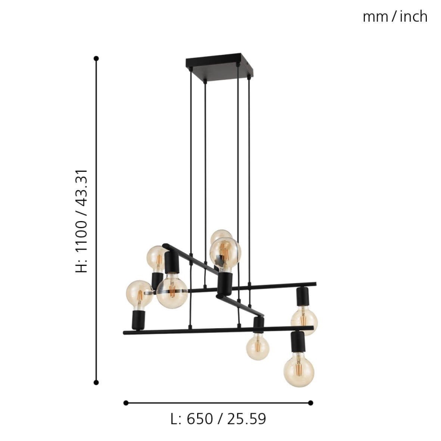 Eglo 98909 - Lustr na lanku MEZZANA 8xE27/40W/230V