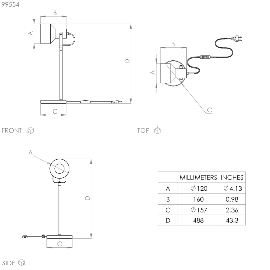 Eglo - Stolní lampa 1xE27/28W/230V