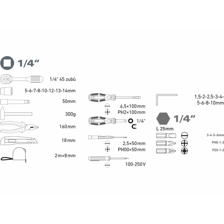 Extol - Sada nářadí 39 ks