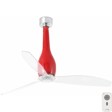 FARO 32002 - Stropní ventilátor ETERFAN červená/čirá pr. 128 cm + dálkové ovládání