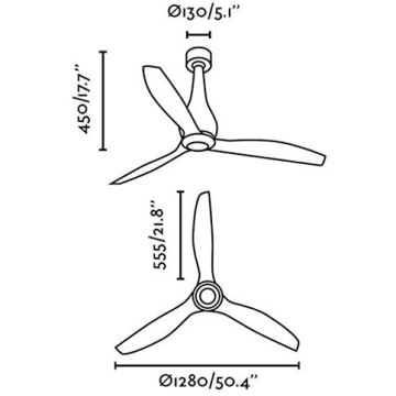 FARO 32027 - Stropní ventilátor MINI ETERFAN černá/čirá pr. 128 cm + dálkové ovládání