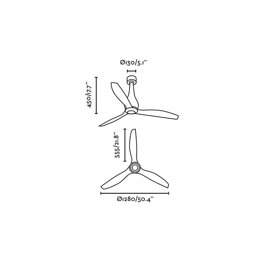 FARO 32027 - Stropní ventilátor MINI ETERFAN černá/čirá pr. 128 cm + dálkové ovládání