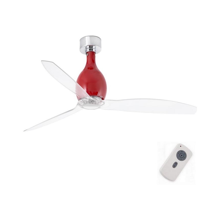 FARO 32029 - Stropní ventilátor MINI ETERFAN červená/čirá pr. 128 cm + dálkové ovládání