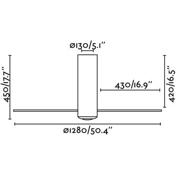 FARO 32035 - Stropní ventilátor TUBE FAN černá/čirá pr. 128 cm + dálkové ovládání