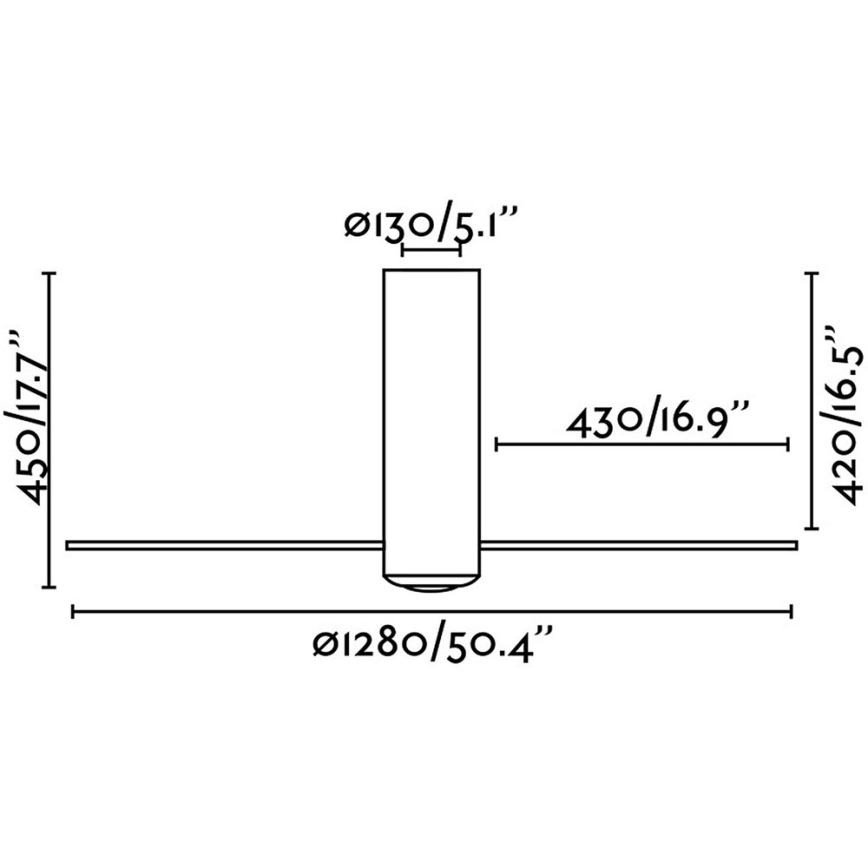 FARO 32035 - Stropní ventilátor TUBE FAN černá/čirá pr. 128 cm + dálkové ovládání