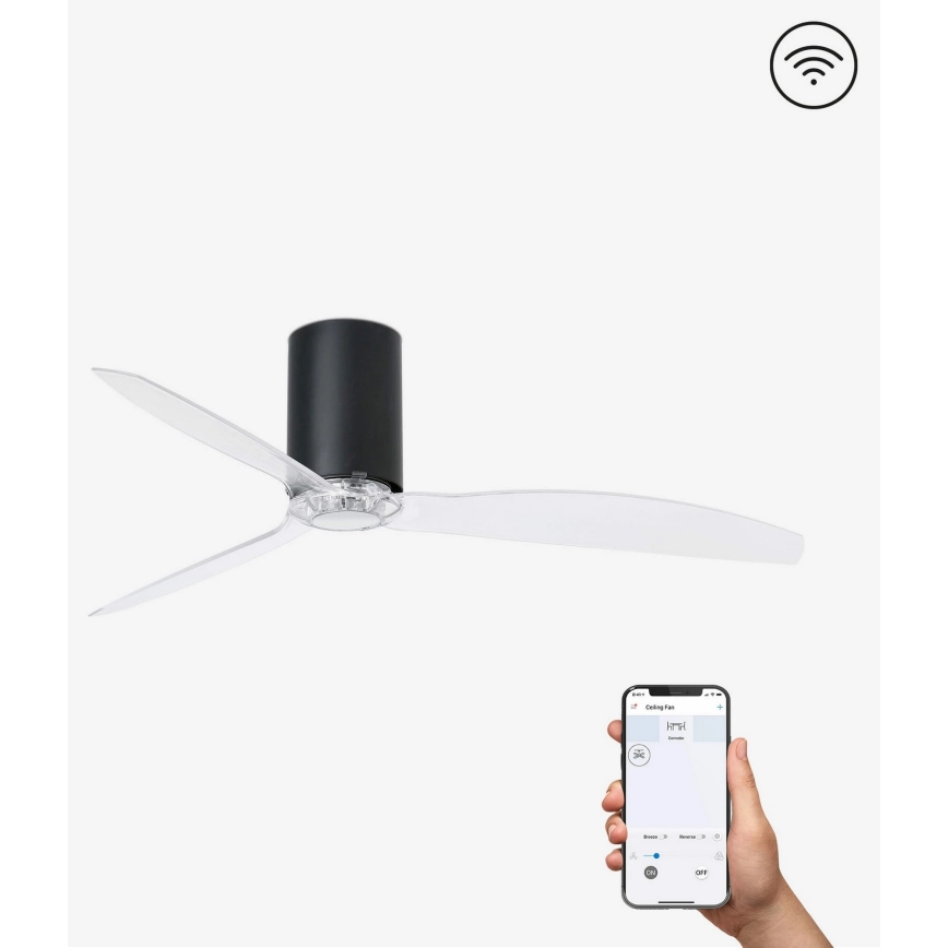 FARO 32041WP - Stropní ventilátor MINI TUBE FAN černá Wi-Fi pr. 128 cm + dálkové ovládání