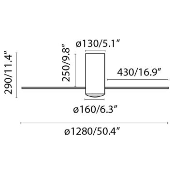 FARO 32041WP - Stropní ventilátor MINI TUBE FAN černá Wi-Fi pr. 128 cm + dálkové ovládání