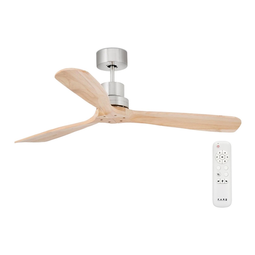 FARO 33373DC - Stropní ventilátor LANTAU dřevo/matný chrom pr. 132 cm + dálkové ovládání