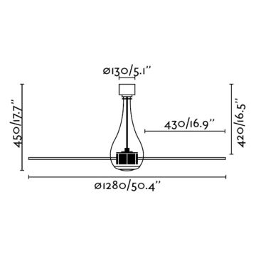 FARO 33382 - Stropní ventilátor MINI ETERFAN pr. 128 cm + dálkové ovládání