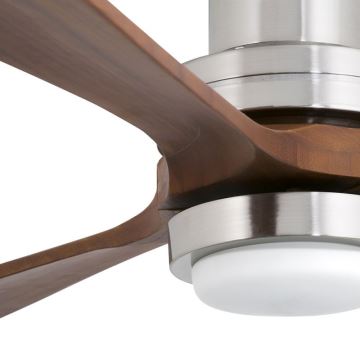 FARO 33463DC - LED Stropní ventilátor LANTAU LED/12W/230V dřevo/matný chrom pr. 168 cm + dálkové ovládání