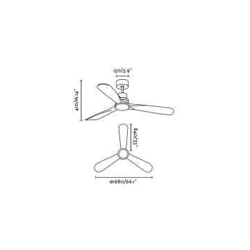 FARO 33463DC - LED Stropní ventilátor LANTAU LED/12W/230V dřevo/matný chrom pr. 168 cm + dálkové ovládání