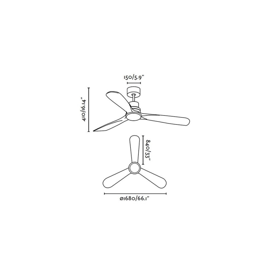 FARO 33463DC - LED Stropní ventilátor LANTAU LED/12W/230V dřevo/matný chrom pr. 168 cm + dálkové ovládání