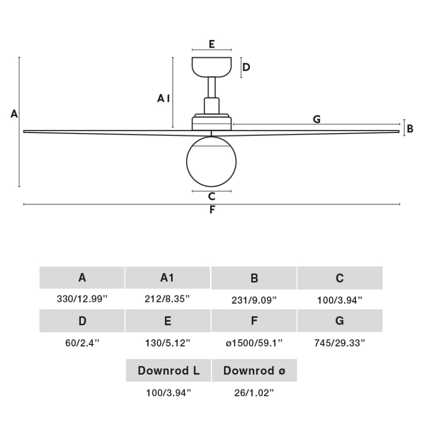 FARO 34276-11L - Stropní ventilátor KLIM L 1xE27/15W/230V dřevo/černá pr. 150 cm + dálkové ovládání