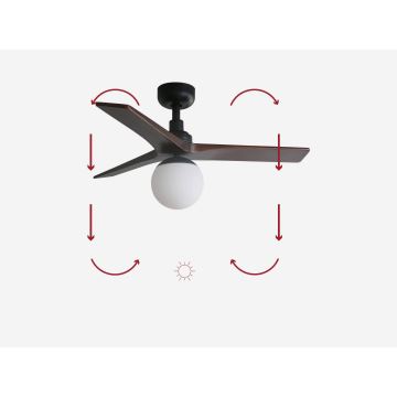 FARO 34278-11L - Stropní ventilátor KLIM S 1xE27/15W/230V dřevo/černá pr. 92,5 cm + dálkové ovládání