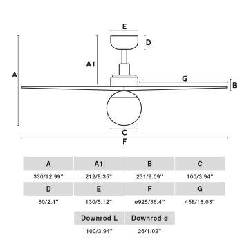 FARO 34278-11L - Stropní ventilátor KLIM S 1xE27/15W/230V dřevo/černá pr. 92,5 cm + dálkové ovládání