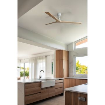 FARO 34279WP - Stropní ventilátor KLIM L dřevo/bílá pr. 150 cm + dálkové ovládání