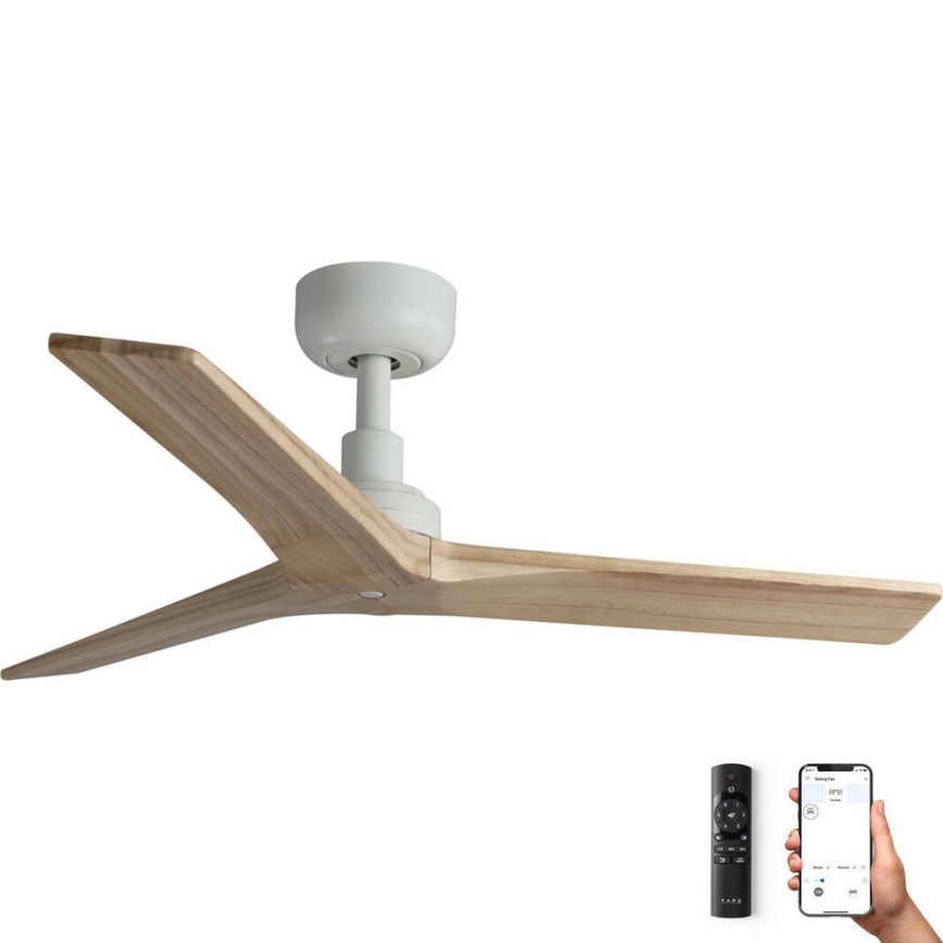 FARO 34281WP - Stropní ventilátor KLIM S dřevo/bílá pr. 92,5 cm + dálkové ovládání