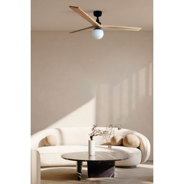 FARO 34282-11L - Stropní ventilátor KLIM L 1xE27/15W/230V dřevo/černá pr. 150 cm + dálkové ovládání