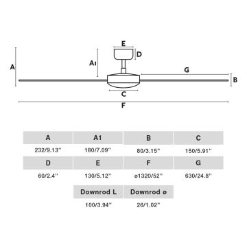 FARO 34298WP - Stropní ventilátor RUDDER L černá pr. 132 cm SMART + dálkové ovládání