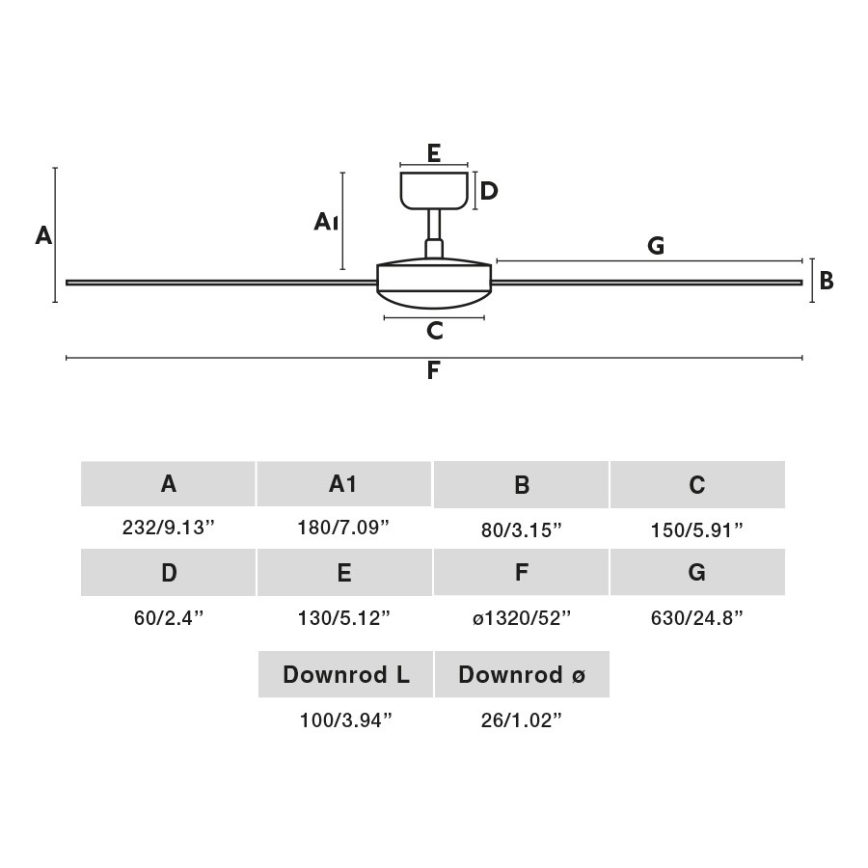 FARO 34298WP - Stropní ventilátor RUDDER L černá pr. 132 cm SMART + dálkové ovládání