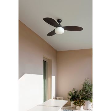 FARO 34301-11L - Stropní ventilátor PALMA 1xE27/15W/230V hnědá pr. 129 cm IP44 + dálkové ovládání