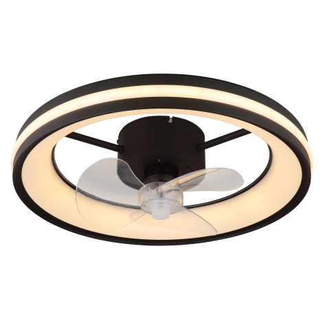 Globo - LED Stmívatelné stropní svítidlo s ventilátorem LED/30W/230V 2700-6500K černá + dálkové ovládání