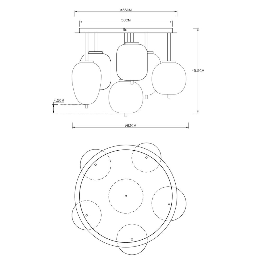 Globo - Přisazený lustr 6xE14/40W/230V mosaz