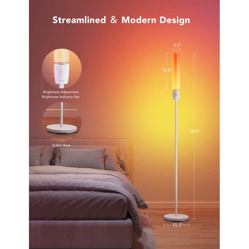 Govee - LED Stmívatelná stojací lampa CYLINDER SMART RGBICWW 2200-6500K