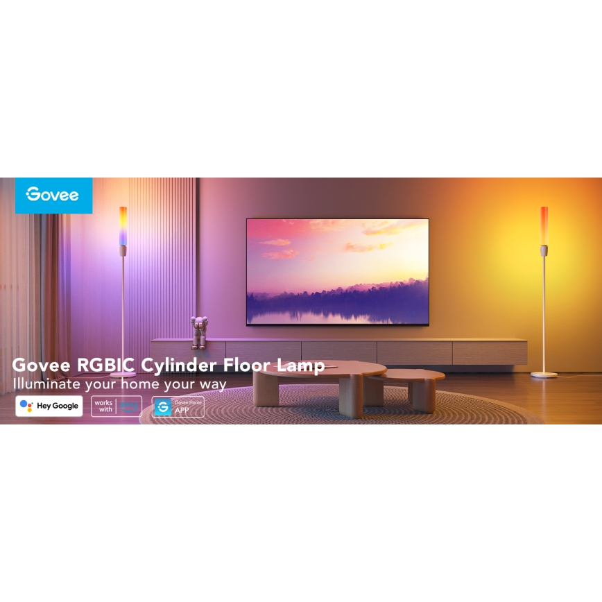 Govee - LED Stmívatelná stojací lampa CYLINDER SMART RGBICWW 2200-6500K