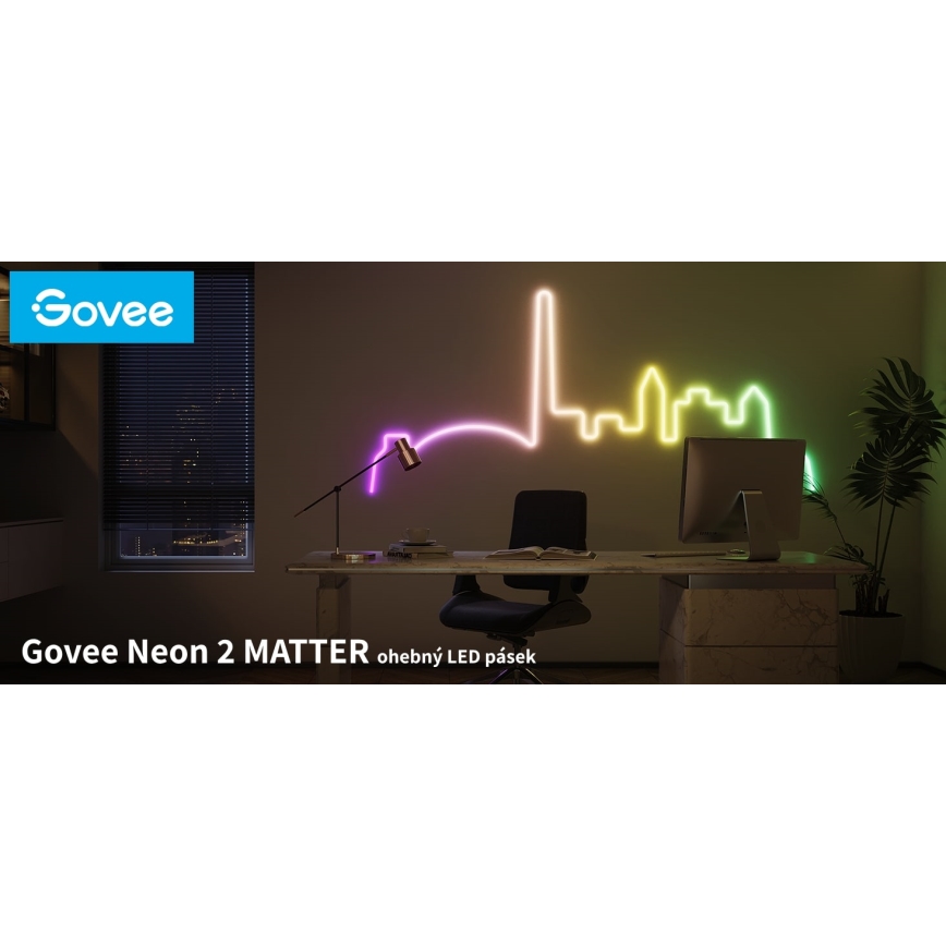 Govee - Neon 2 MATTER ohebný LED pásek 5m RGBIC Wi-Fi IP67